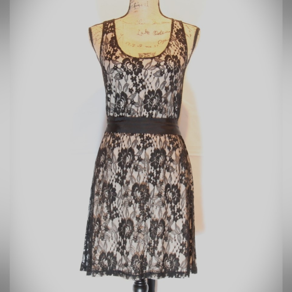 Express Black Floral Lace Mini Dress